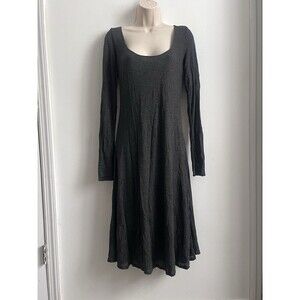 VTG Ralph Lauren Dress M Gray Long Sleeve Knit Stretch Viscose Blend Scoop Neck